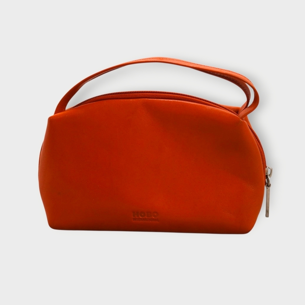 Hobo International Lux Orange Leather Collect Cosmetic / Organizer Case